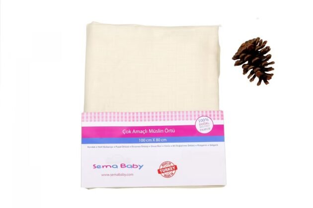 Sema Baby Çok Amaçlı Müslin Örtü 100X80 Cm - Ekru 8682476853148 - Image 2