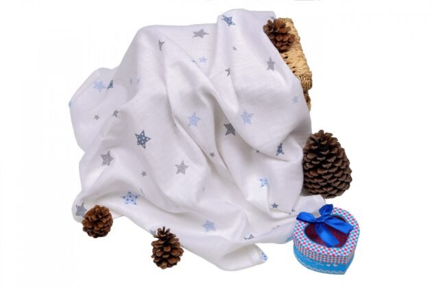 Sema Baby Çok Amaçlı Müslin Örtü 100X80 Cm - Mavi Yıldız 8682476853131