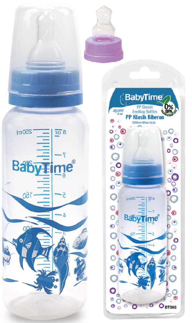 Baby Time Klasik Silikon Damak Uçlu Pp Biberon - 250Ml