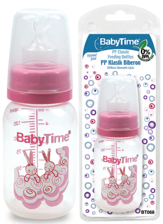 Baby Time Klasik Silikon Damak Uçlu Pp Biberon - 150Ml