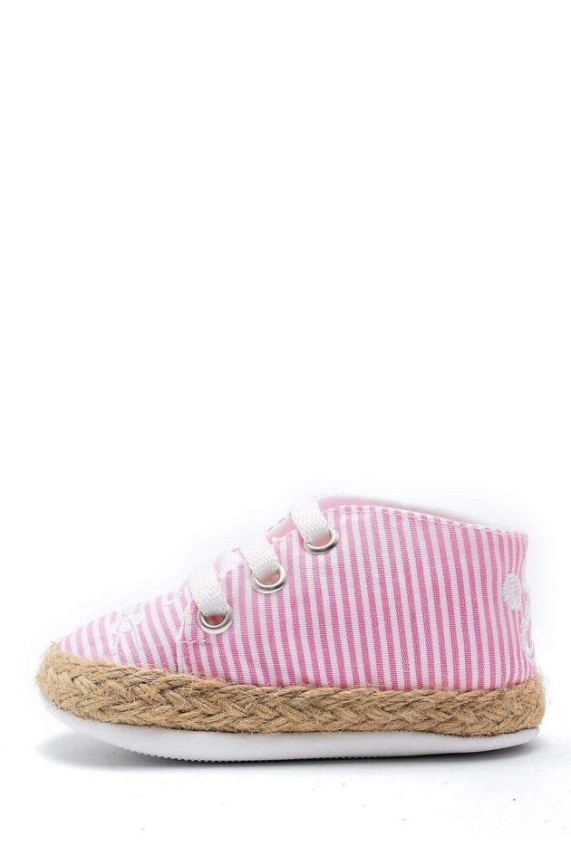 First Step Kedi Nakışlı Çizgili Patik - Pembe 8-12 Ay / No.18 - Image 3