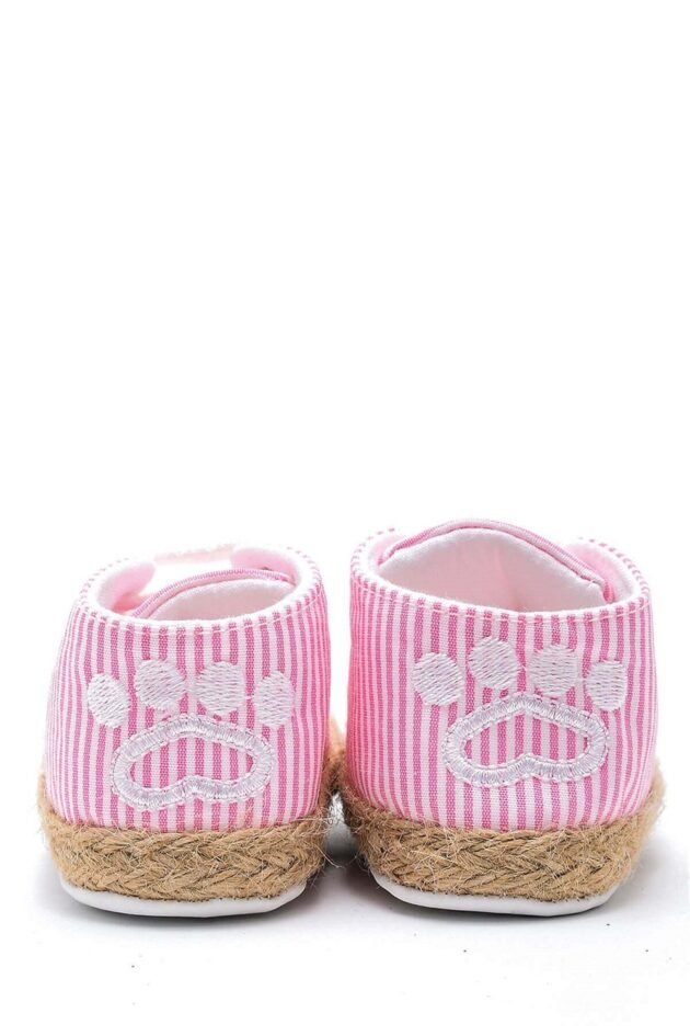 First Step Kedi Nakışlı Çizgili Patik - Pembe 8-12 Ay / No.18 - Image 4