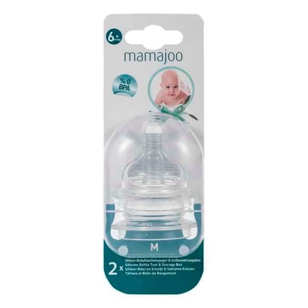 Mamajoo %0 Bpa Silikon Biberon Emziği İkili M No.2 6 Ay+