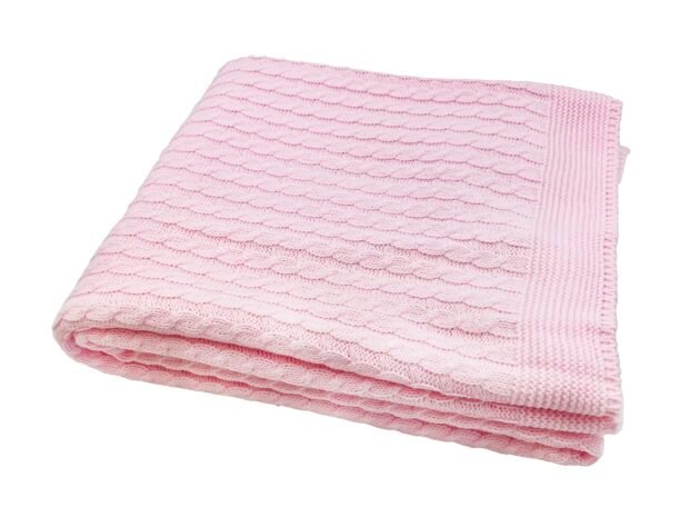 Sema Baby Saç Örgü Triko Bebek Battaniye - Pembe - Image 2