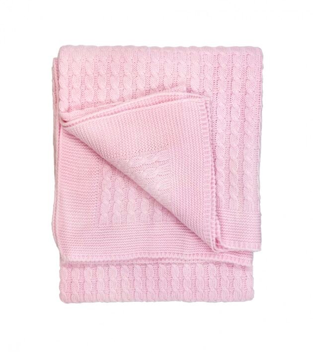 Sema Baby Saç Örgü Triko Bebek Battaniye - Pembe - Image 3