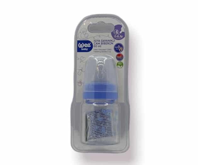 Wee Baby Isıya Dayanıklı Cam Biberon 60 Ml - Mavi