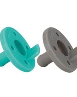Oioi Ortodontik Silikon 2 li Emzik - Aqua Green - Powder Grey