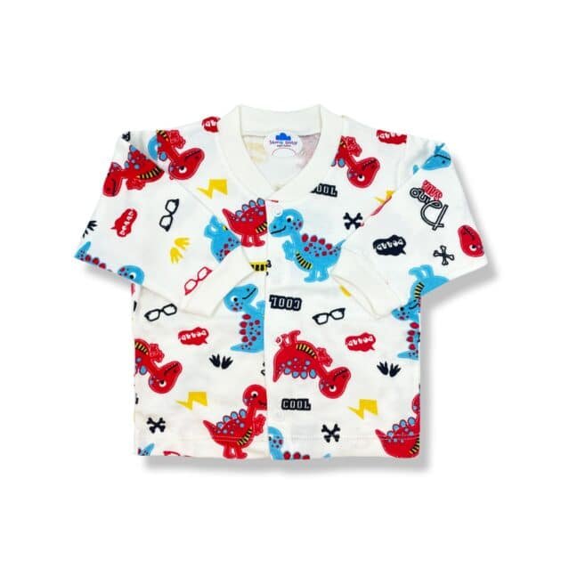 Sema Baby Sevimli Dino Bebek Pijama Takımı 0-3 Ay ( Kırmızı - Mavi ) - Image 2