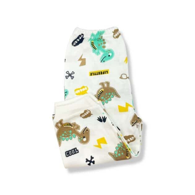 Sema Baby Sevimli Dino Bebek Pijama Takımı 6-9 Ay ( Yeşil - Kahve ) - Image 3