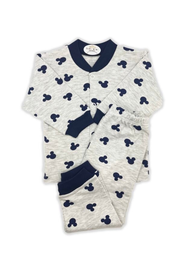 Sema Baby Mickey Mouse Bebek Pijama Takımı - Gri &Amp; Lacivert 6-9 Ay