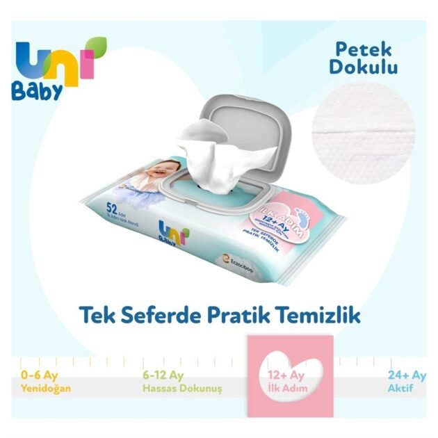 Uni Baby İlk Adım Bebek Islak Mendil 12+ Ay 3X52 Adet - Image 3