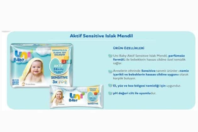 Uni Baby Aktif Sensitive Bebek Islak Mendil 24+ Ay 3X52 Adet - Image 4