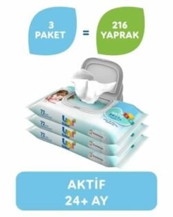 Uni Baby Aktif Bebek 3 lü Islak Mendil 24+ Ay 3x52 Adet
