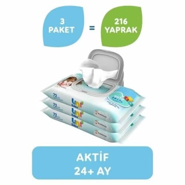 Uni Baby Aktif Bebek 3 Lü Islak Mendil 24+ Ay 3X52 Adet