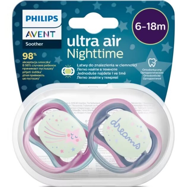 Philips Avent Ultra Air Night Karanlıkta Parlar Gece Emziği 6-18 Ay Kız - Image 2