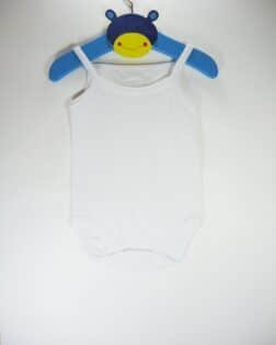 Sema Baby Jakarlı ip Askılı Badi (Body) - Beyaz 3-6 Ay